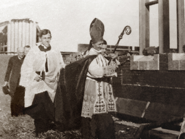 blessing of the cornerstone of Mount St. Michael in 1915